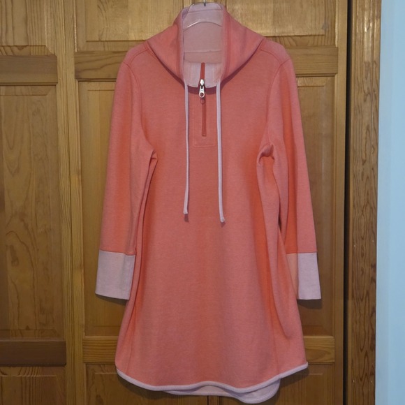 Tommy Bahama Coral Pink Quarter Zip Hoodie Tunic Pullover Women's Swim Coverup - Picture 2 of 16